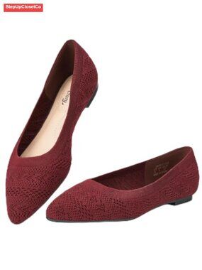 Women's Pointed Toe Knit Slip On Flats Comfortable Dress Shoes for Office Work